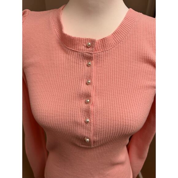 Generation Love Puff sleeve Waffle Knit Long Sleeve Pink top size XS - Picture 6 of 7